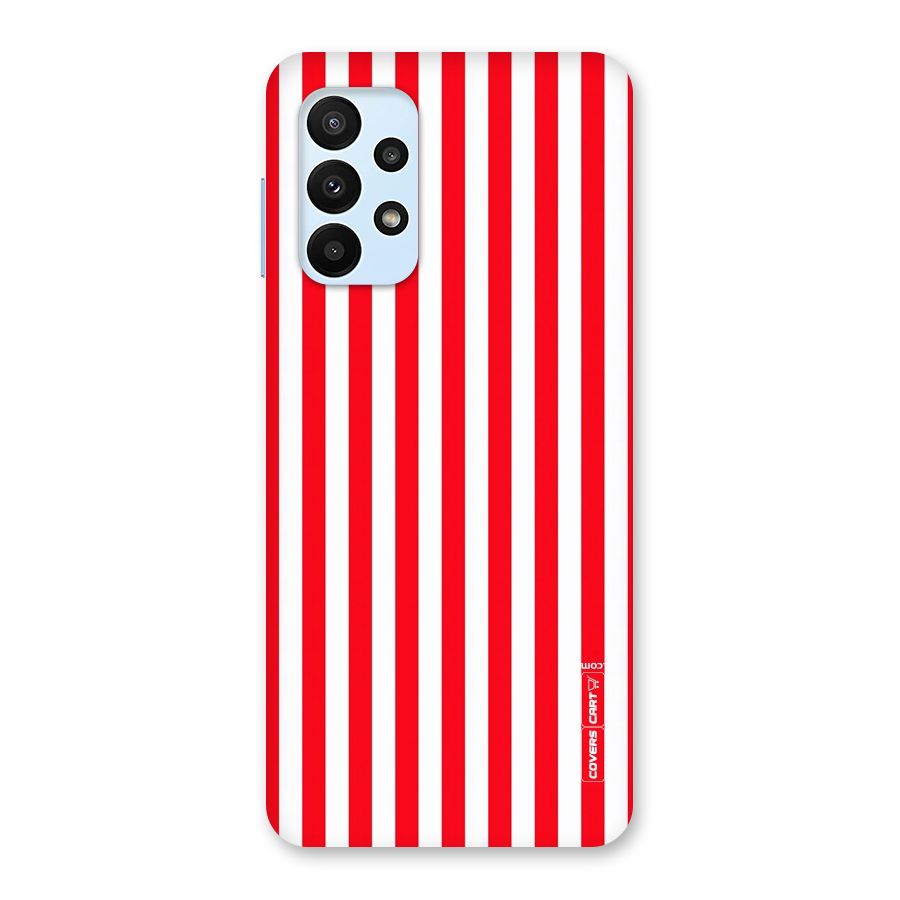 Red And White Straight Stripes Back Case for Galaxy A23