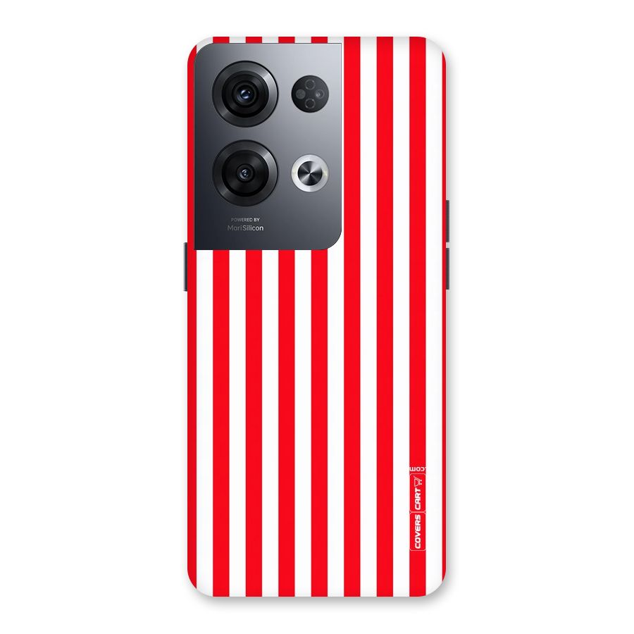 Red And White Straight Stripes Back Case for Oppo Reno8 Pro 5G