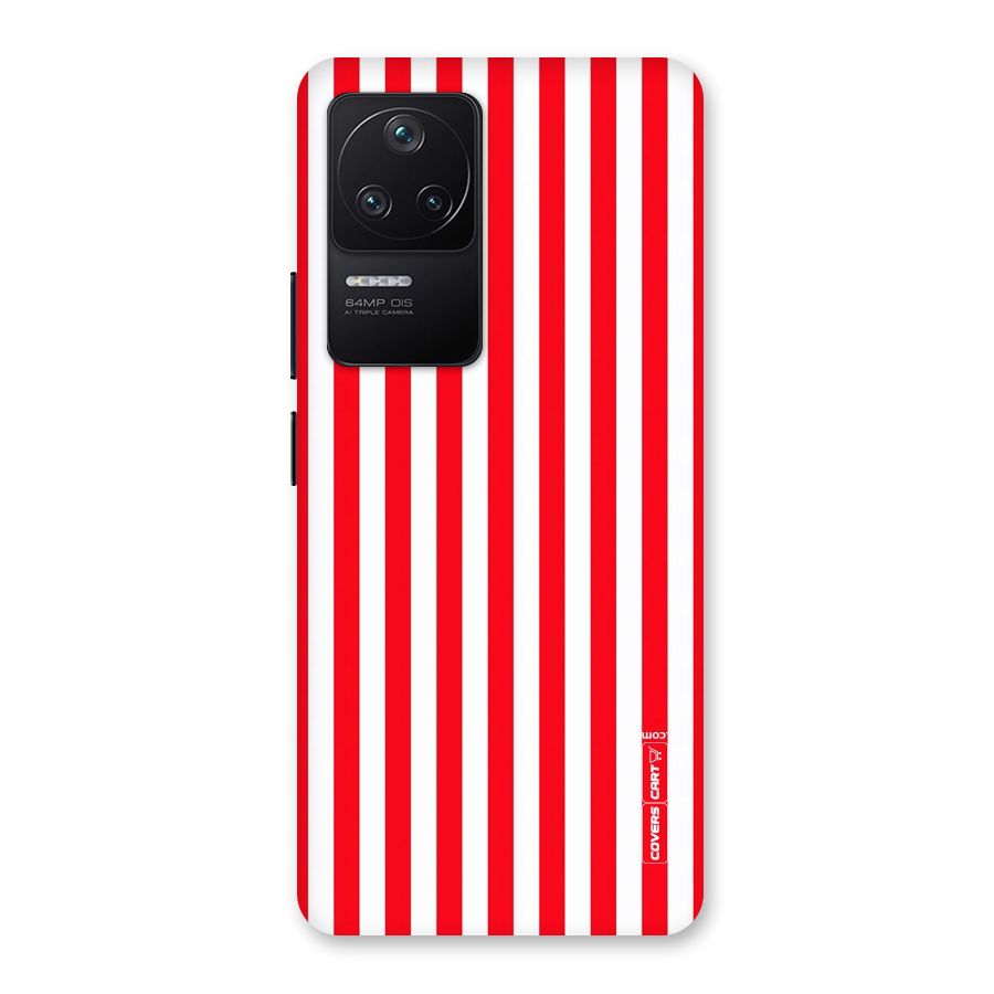 Red And White Straight Stripes Back Case for Poco F4 5G