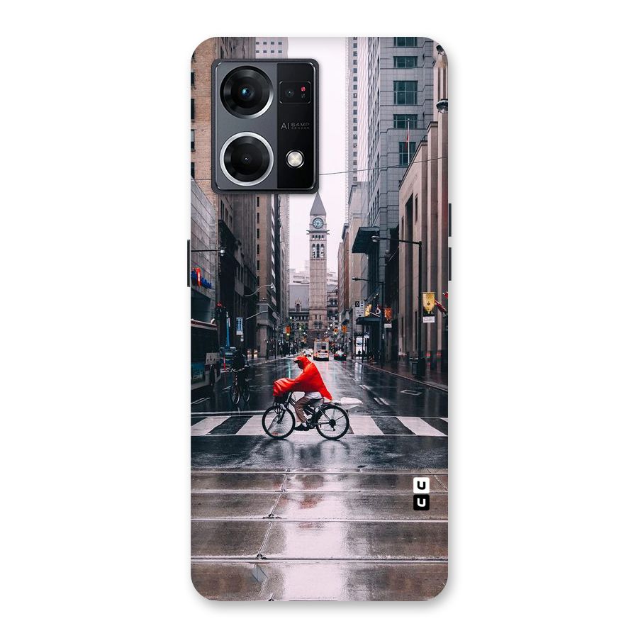 Red Bicycle Street Glass Back Case for Oppo F21 Pro 5G