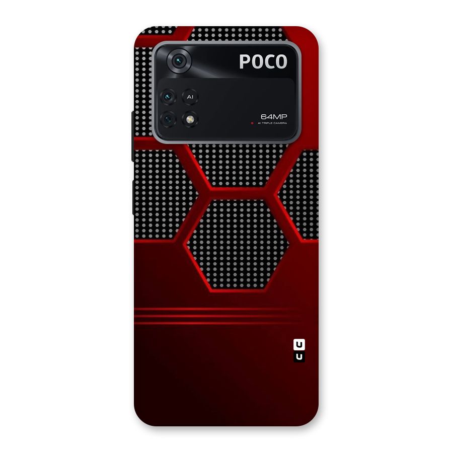 Red Black Hexagons Back Case for Poco M4 Pro 4G