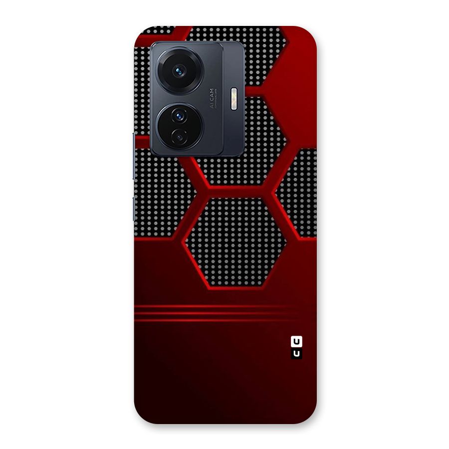 Red Black Hexagons Back Case for Vivo T1 Pro