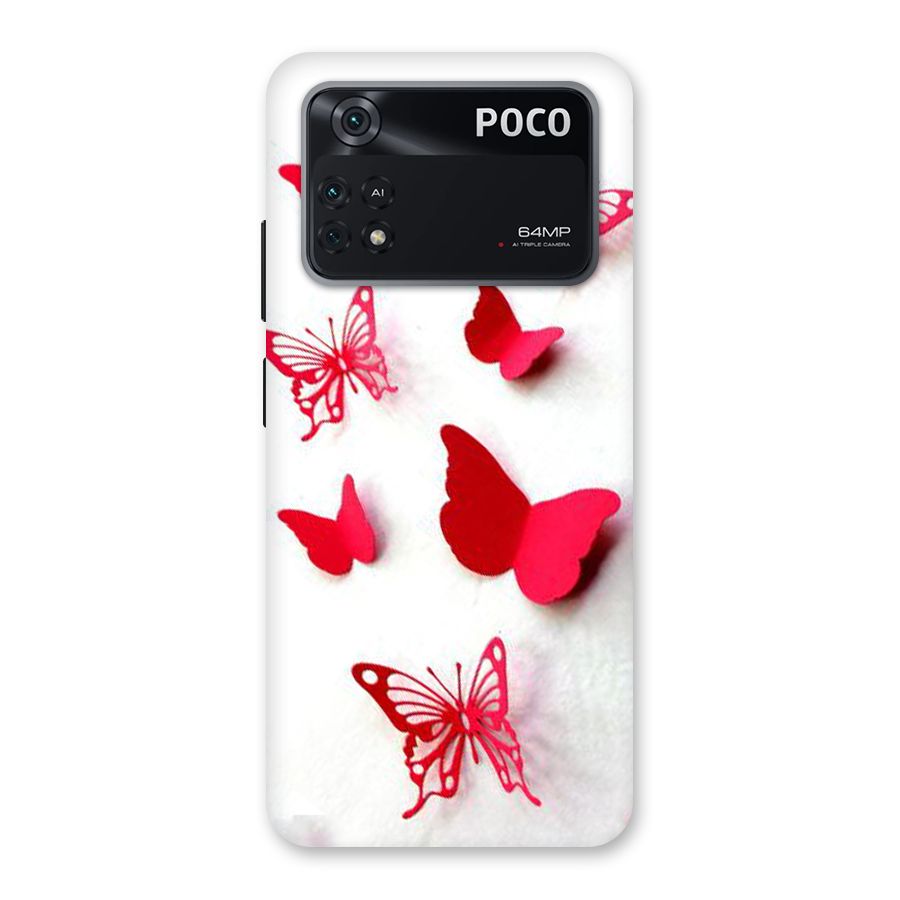 Red Butterflies Back Case for Poco M4 Pro 4G