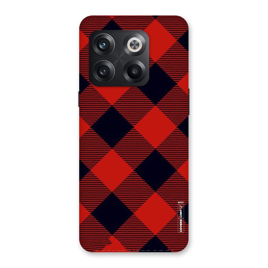 Red Diagonal Check Back Case for OnePlus 10T
