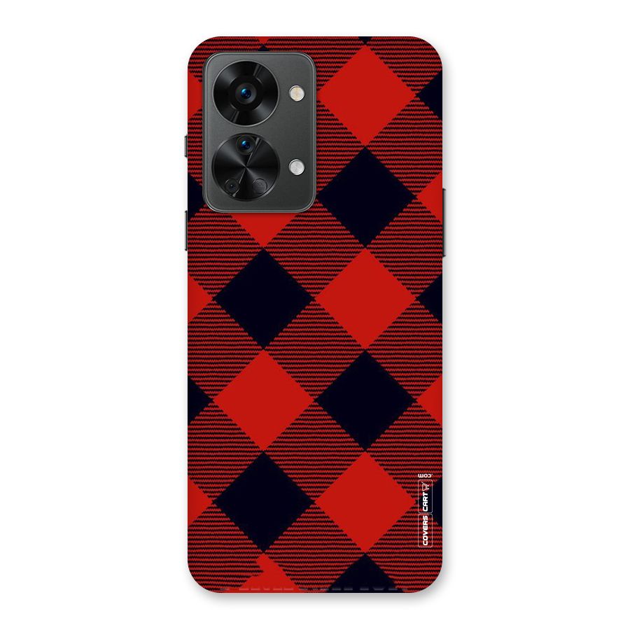 Red Diagonal Check Back Case for OnePlus Nord 2T
