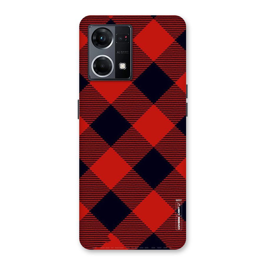 Red Diagonal Check Glass Back Case for Oppo F21 Pro 5G