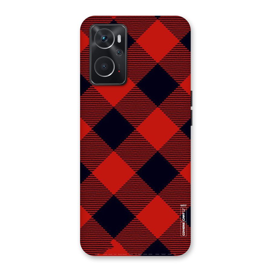 Red Diagonal Check Back Case for Oppo K10 4G