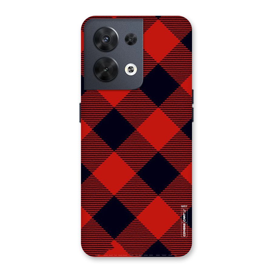 Red Diagonal Check Back Case for Oppo Reno8 5G