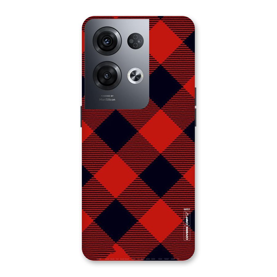 Red Diagonal Check Back Case for Oppo Reno8 Pro 5G