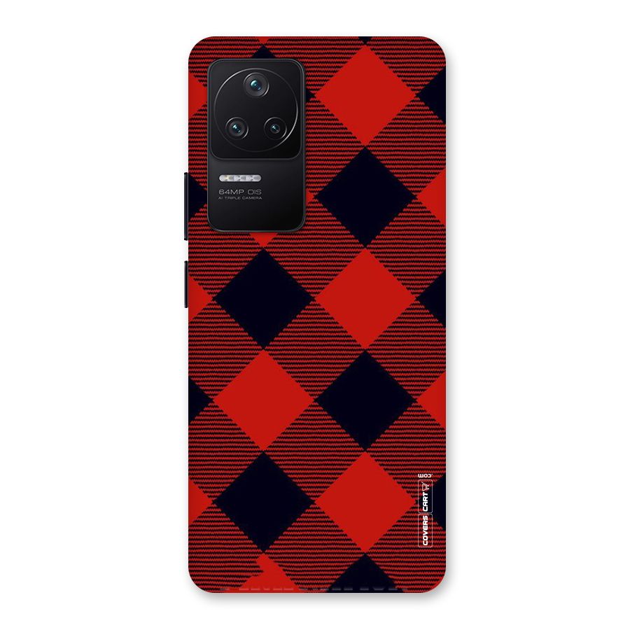 Red Diagonal Check Back Case for Poco F4 5G