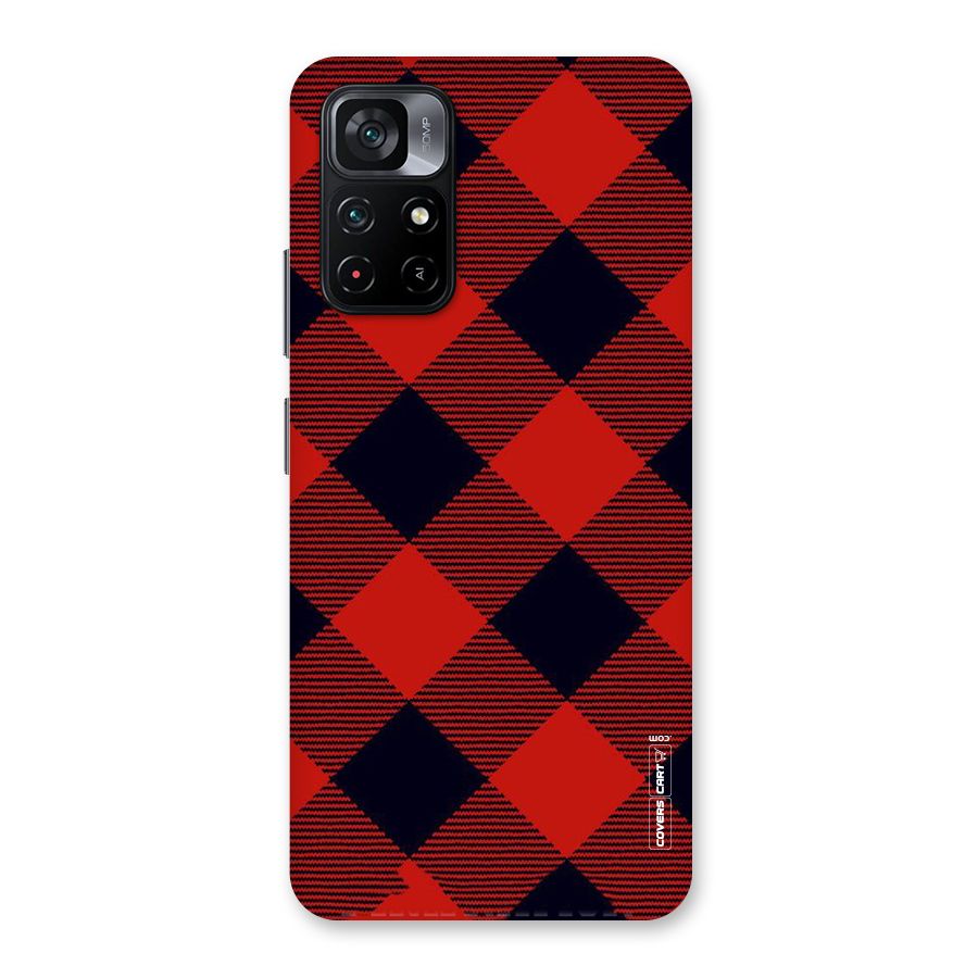 Red Diagonal Check Back Case for Poco M4 Pro 5G
