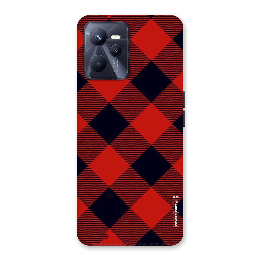 Red Diagonal Check Back Case for Realme C35