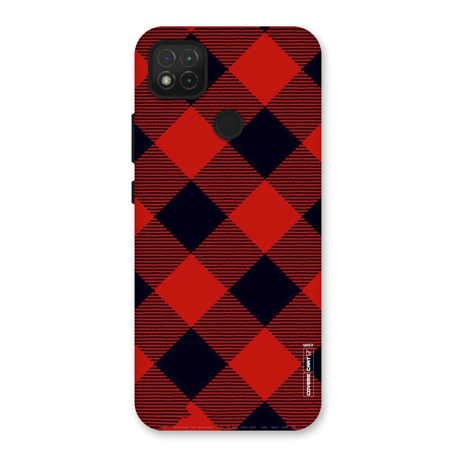 Red Diagonal Check Back Case for Redmi 9 Activ