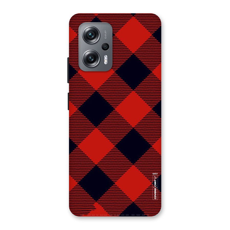 Red Diagonal Check Back Case for Redmi K50i