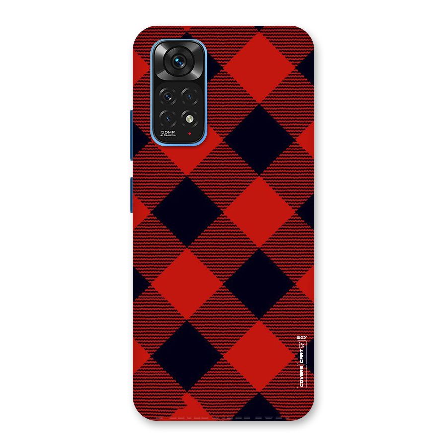 Red Diagonal Check Back Case for Redmi Note 11S