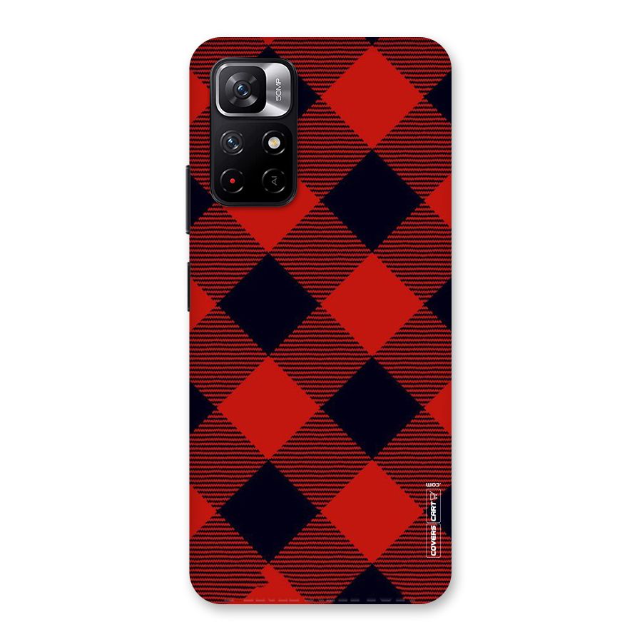 Red Diagonal Check Back Case for Redmi Note 11T 5G