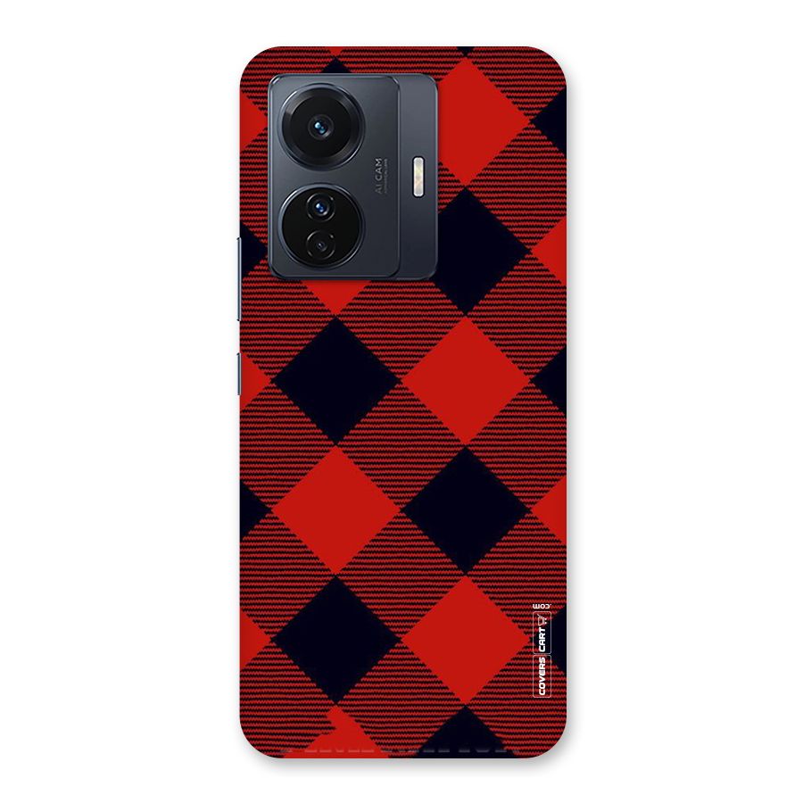 Red Diagonal Check Back Case for Vivo T1 Pro
