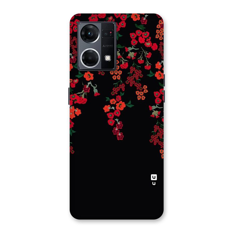 Red Floral Pattern Glass Back Case for Oppo F21 Pro 5G