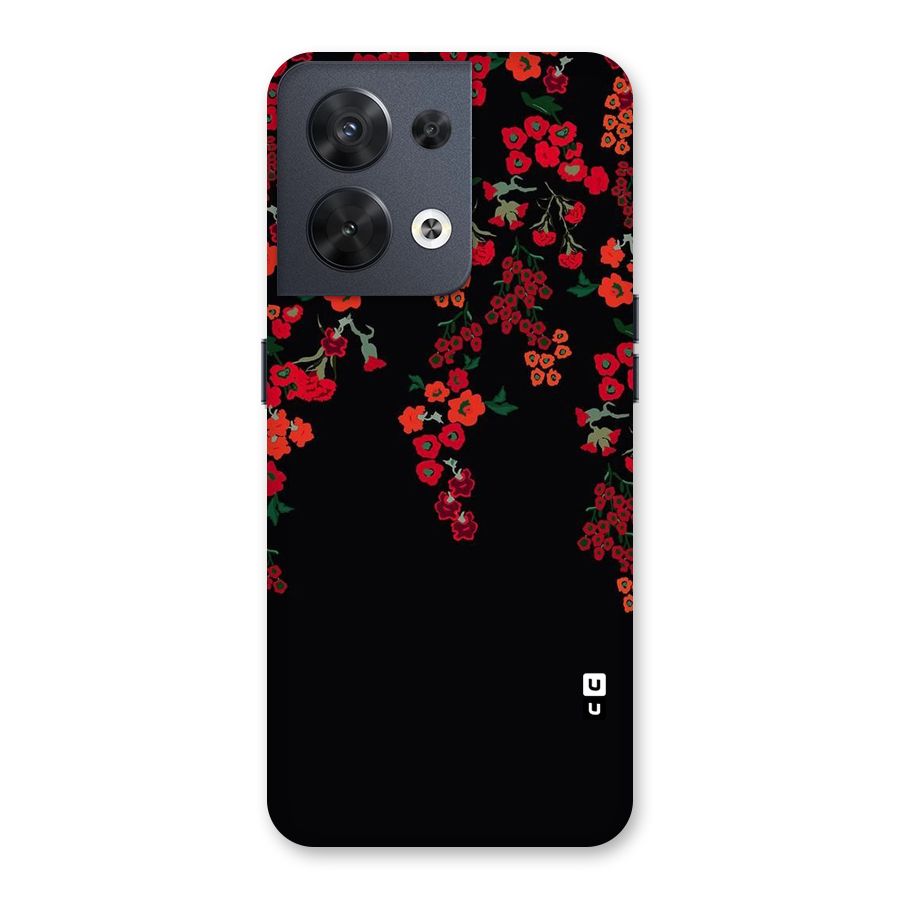 Red Floral Pattern Back Case for Oppo Reno8 5G