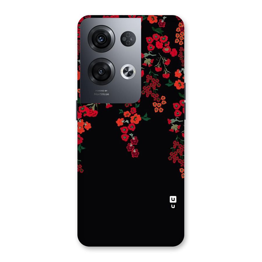 Red Floral Pattern Back Case for Oppo Reno8 Pro 5G