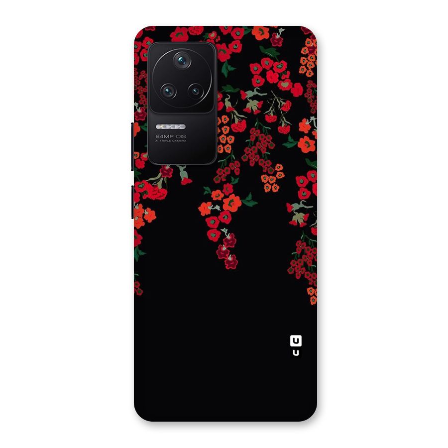 Red Floral Pattern Back Case for Poco F4 5G