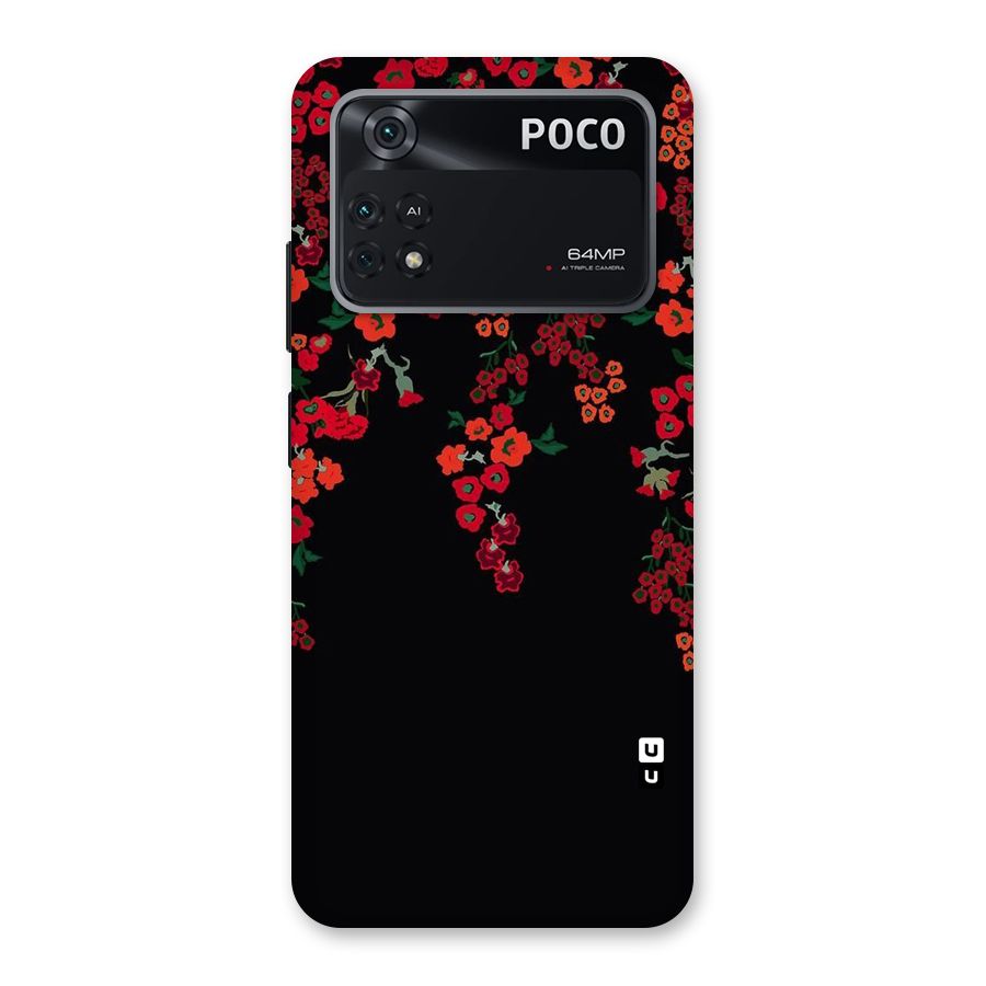 Red Floral Pattern Back Case for Poco M4 Pro 4G