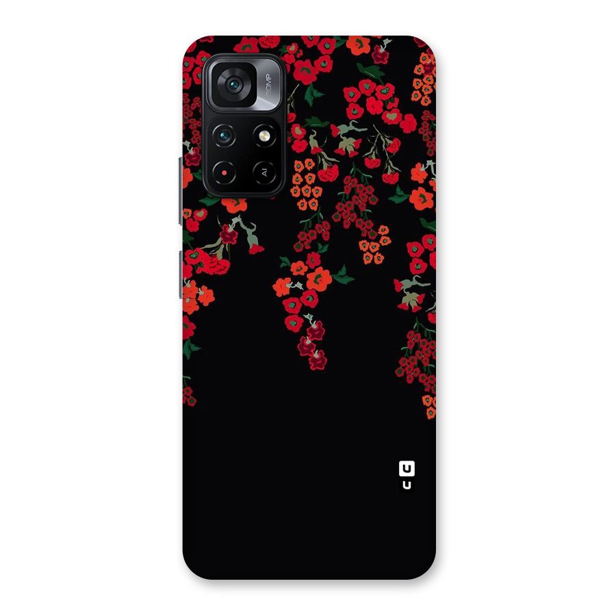 Red Floral Pattern Back Case for Poco M4 Pro 5G