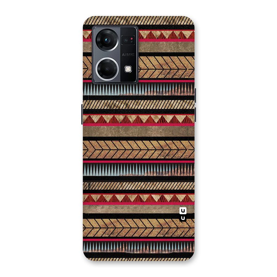 Red Indie Pattern Glass Back Case for Oppo F21 Pro 5G