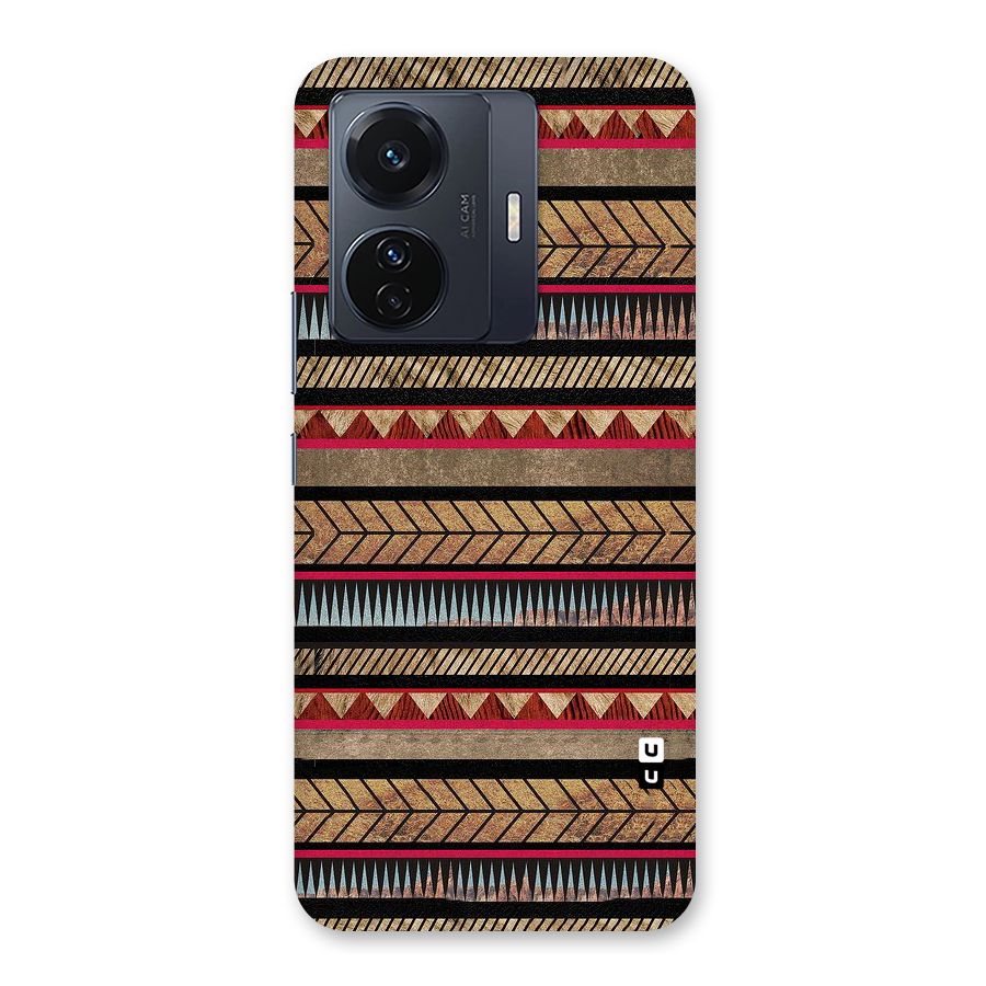 Red Indie Pattern Back Case for Vivo T1 Pro