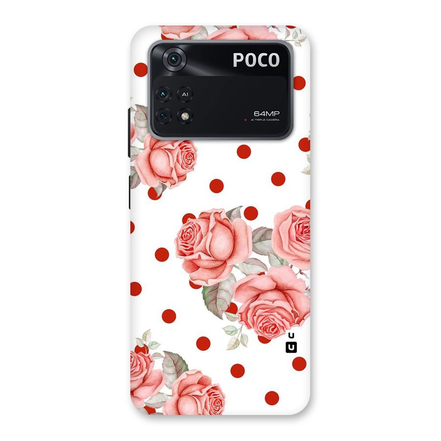 Red Peach Shade Flowers Back Case for Poco M4 Pro 4G