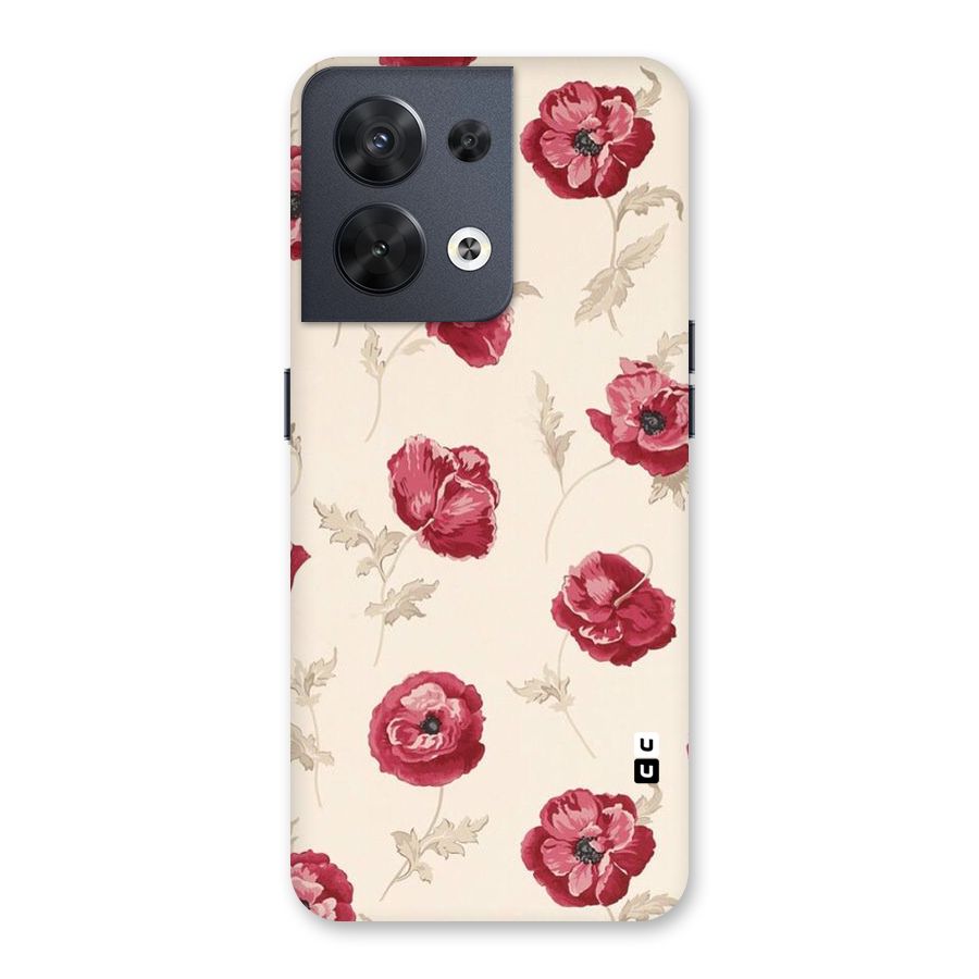 Red Rose Floral Art Back Case for Oppo Reno8 5G
