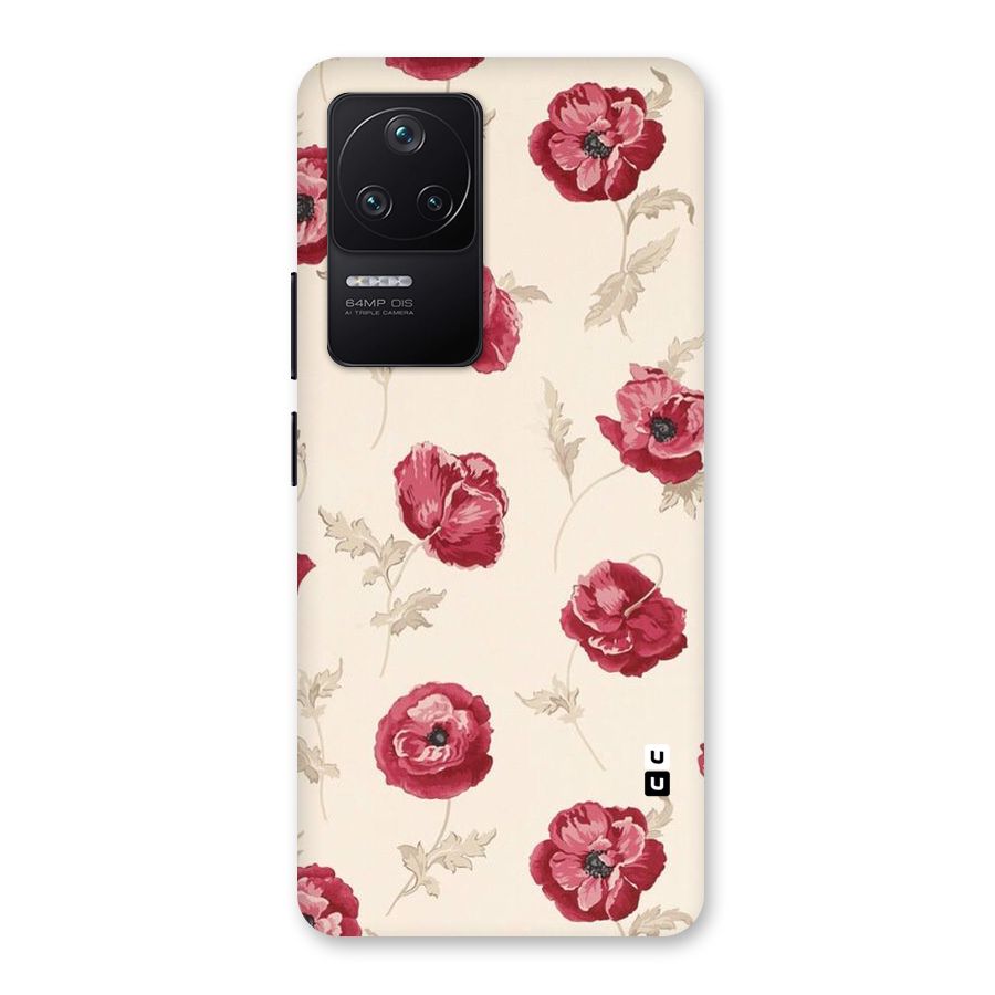Red Rose Floral Art Back Case for Poco F4 5G