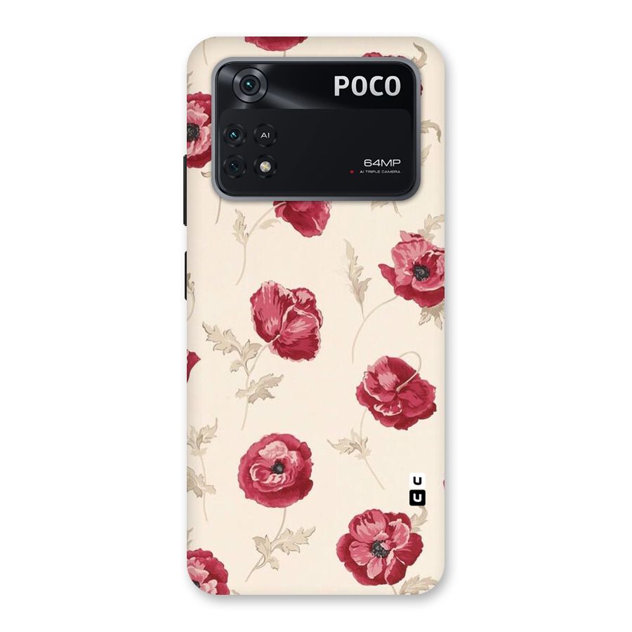 Red Rose Floral Art Back Case for Poco M4 Pro 4G