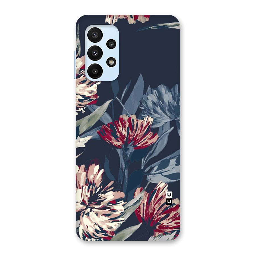 Red Rugged Floral Pattern Back Case for Galaxy A23