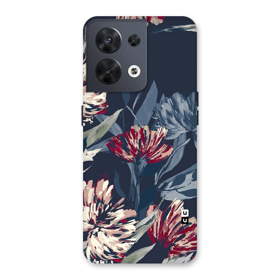 Red Rugged Floral Pattern Back Case for Oppo Reno8 5G
