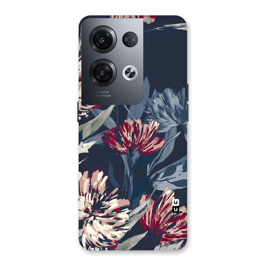 Red Rugged Floral Pattern Back Case for Oppo Reno8 Pro 5G