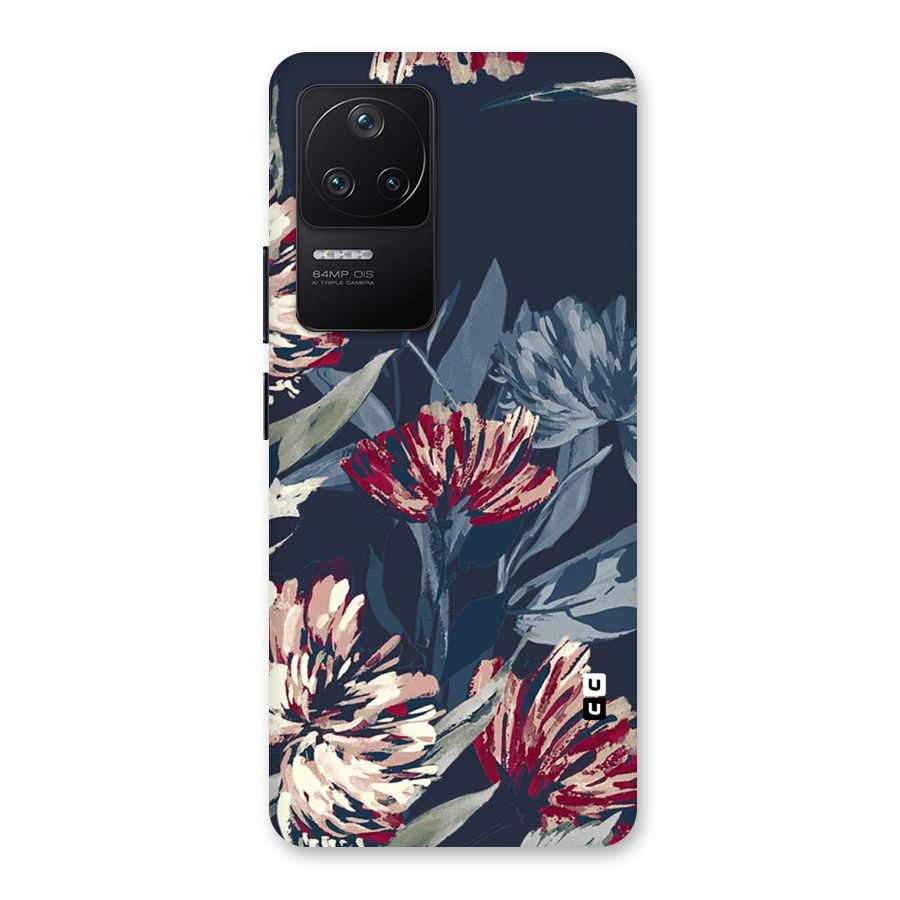 Red Rugged Floral Pattern Back Case for Poco F4 5G