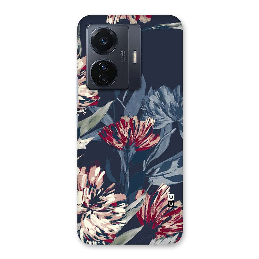 Red Rugged Floral Pattern Back Case for Vivo T1 Pro