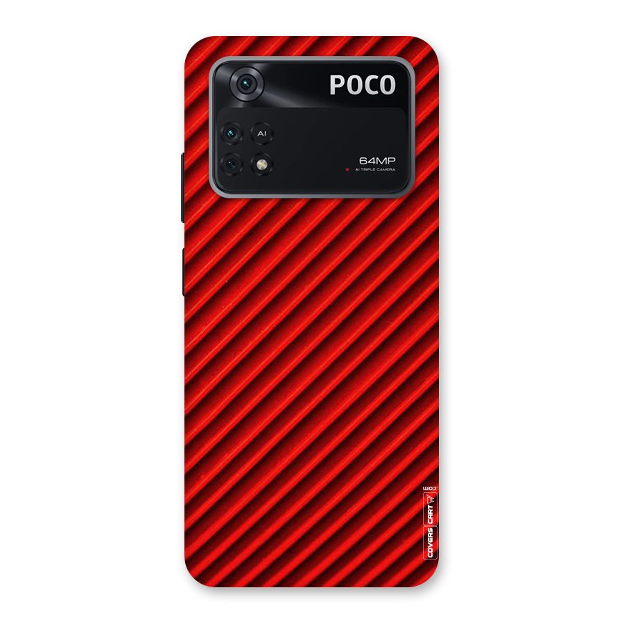Red Rugged Stripes Back Case for Poco M4 Pro 4G