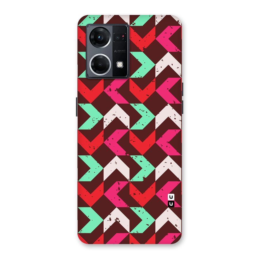 Retro Red Pink Pattern Glass Back Case for Oppo F21 Pro 5G