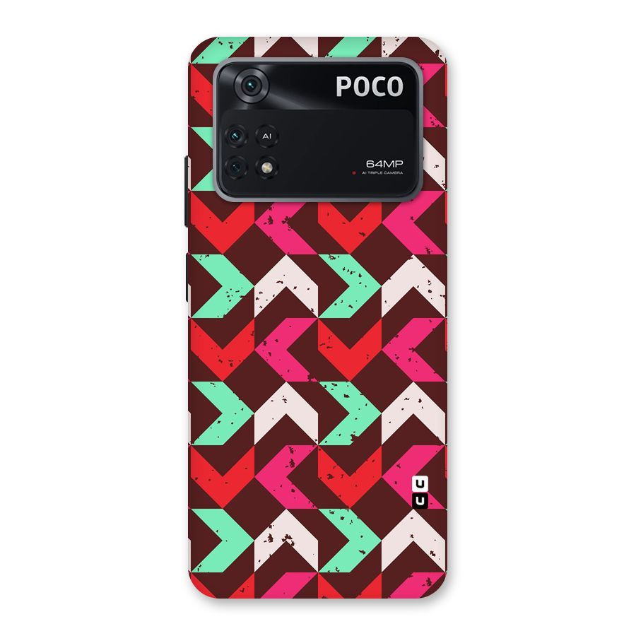 Retro Red Pink Pattern Back Case for Poco M4 Pro 4G