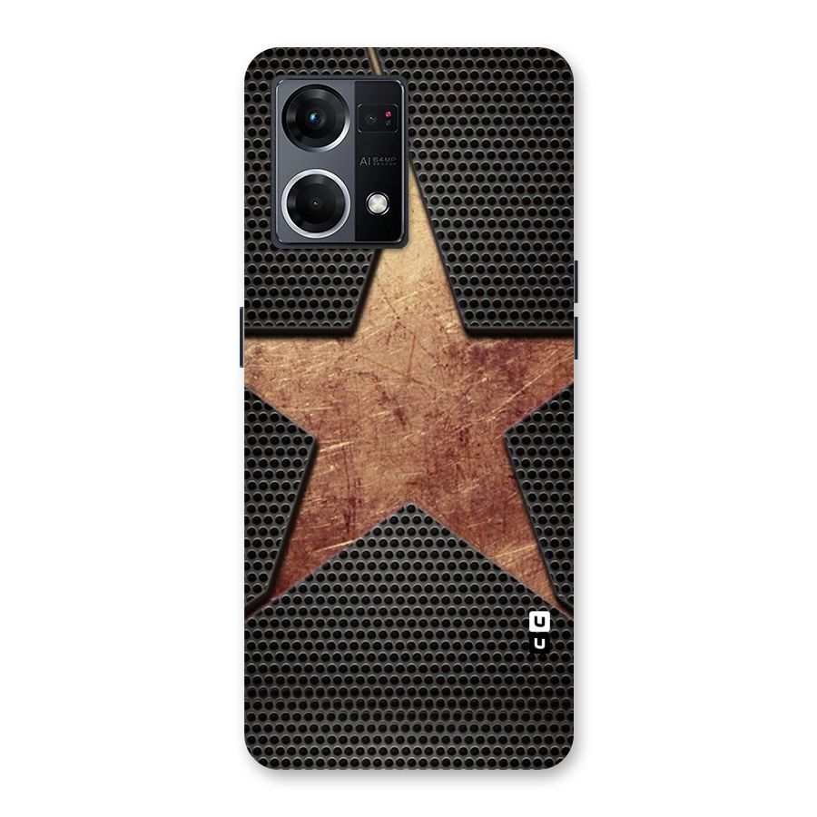 Rugged Gold Star Glass Back Case for Oppo F21 Pro 5G