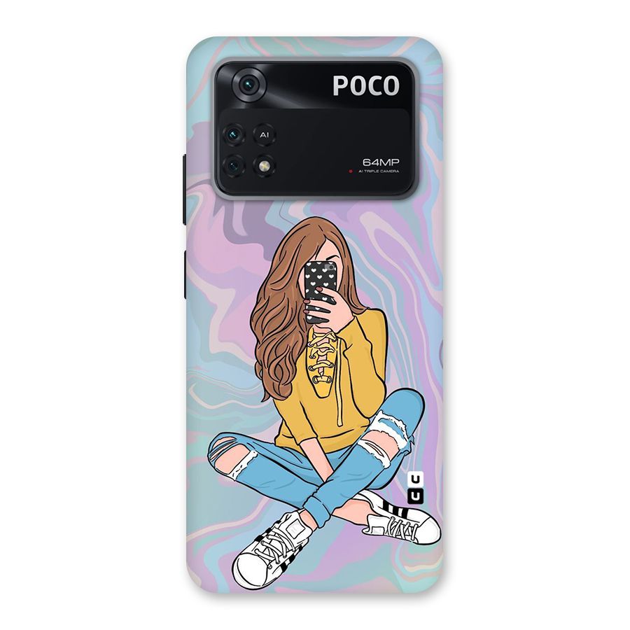 Selfie Girl Illustration Back Case for Poco M4 Pro 4G