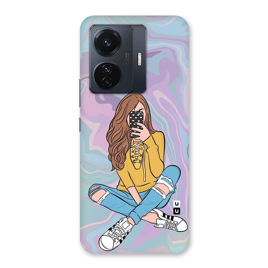 Selfie Girl Illustration Back Case for Vivo T1 Pro