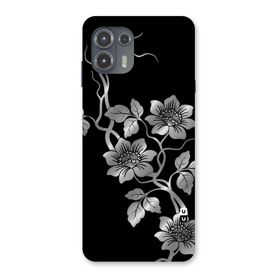 Silver Grey Flowers Back Case for Motorola Edge 20 Fusion