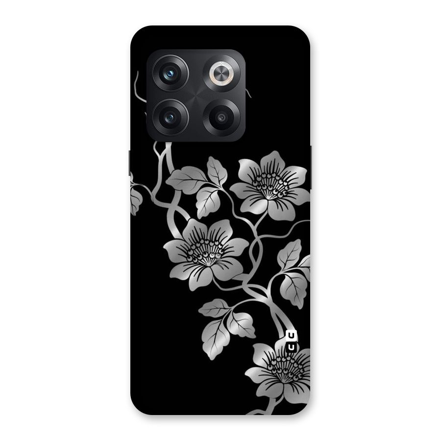 Silver Grey Flowers Back Case for OnePlus 10T