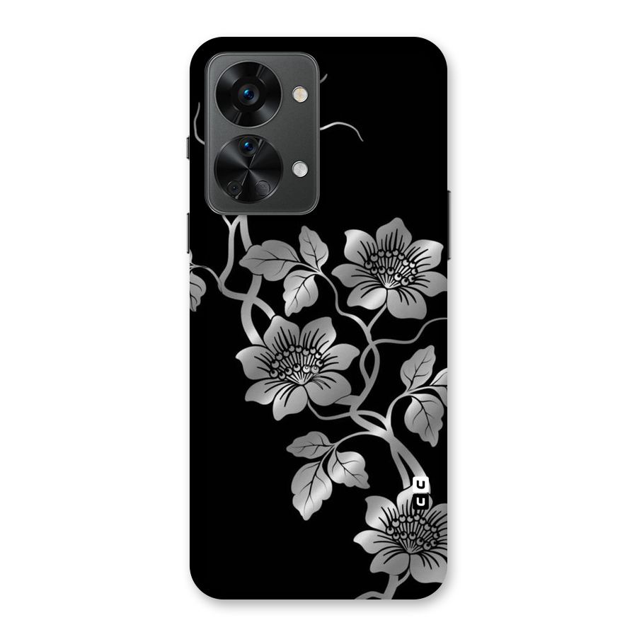 Silver Grey Flowers Back Case for OnePlus Nord 2T