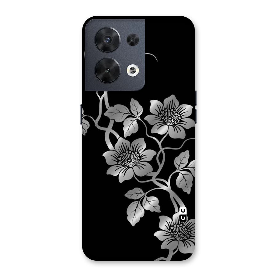 Silver Grey Flowers Back Case for Oppo Reno8 5G
