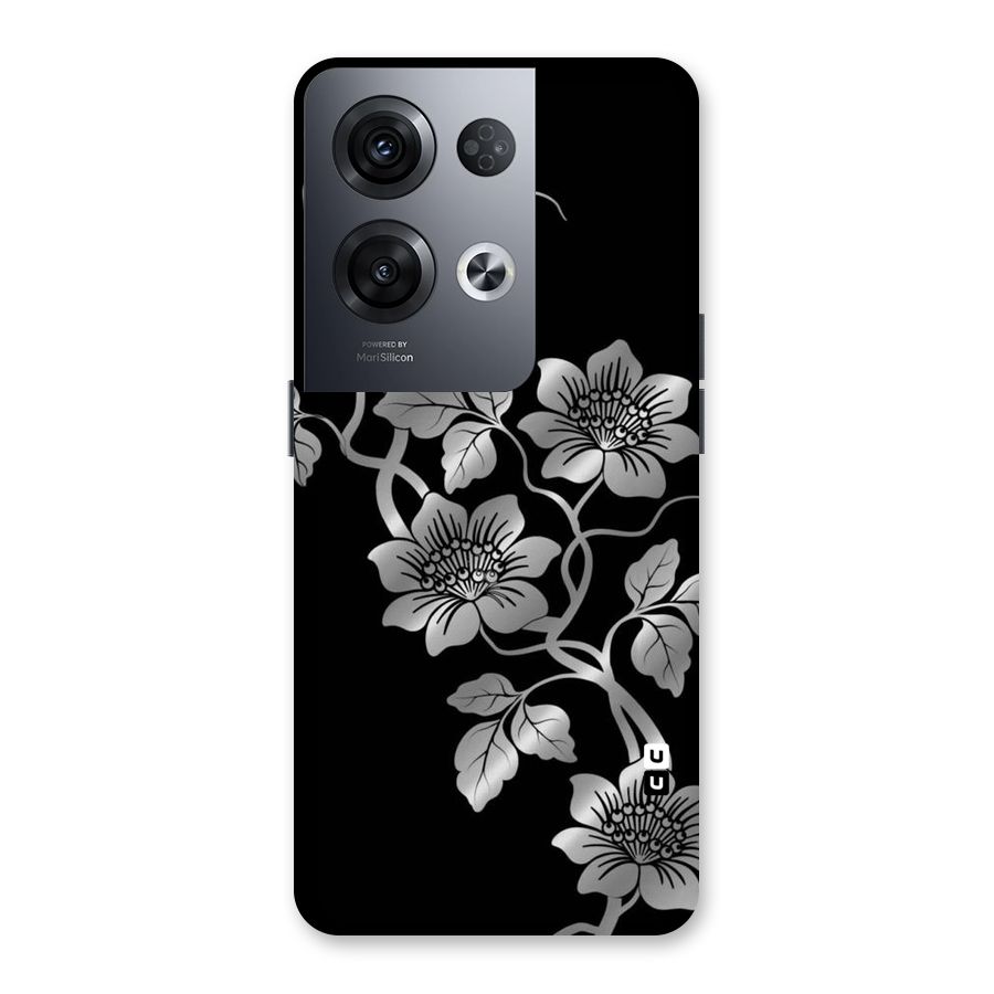 Silver Grey Flowers Back Case for Oppo Reno8 Pro 5G