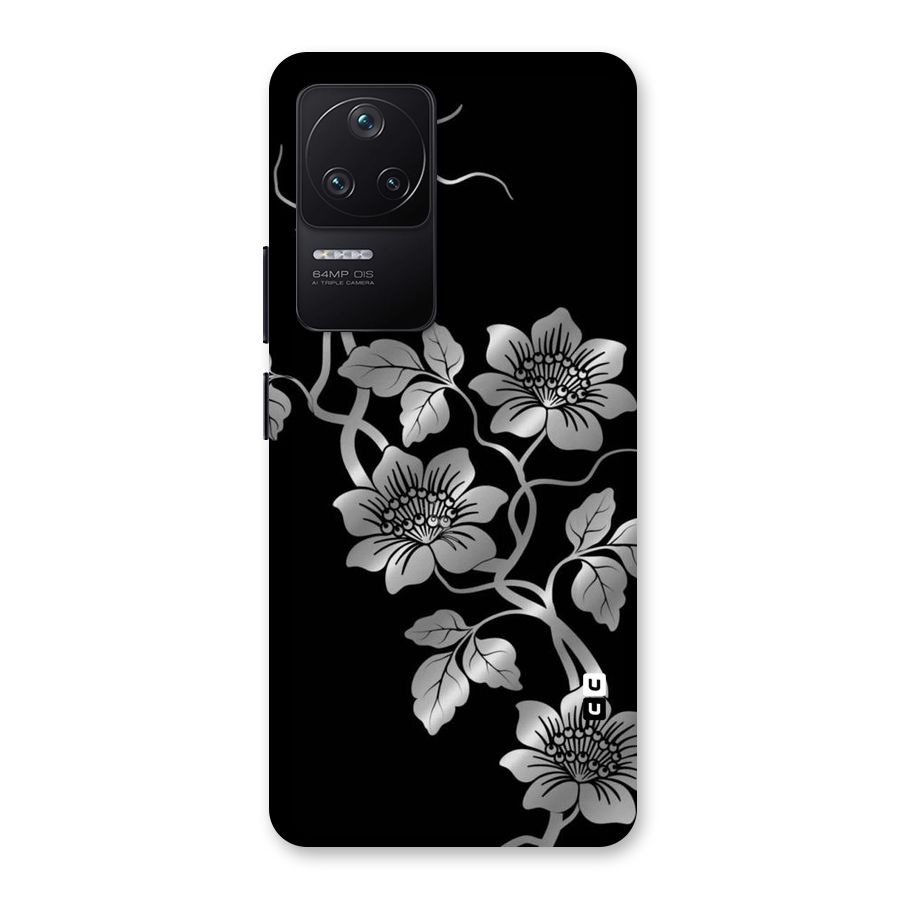 Silver Grey Flowers Back Case for Poco F4 5G